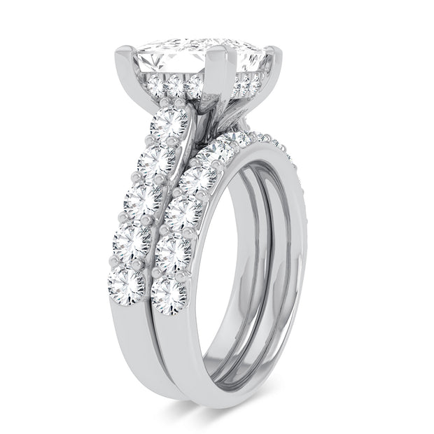 14K White Gold 5.00 CTW Lab-Grown Diamond Princess Bridal Ring
