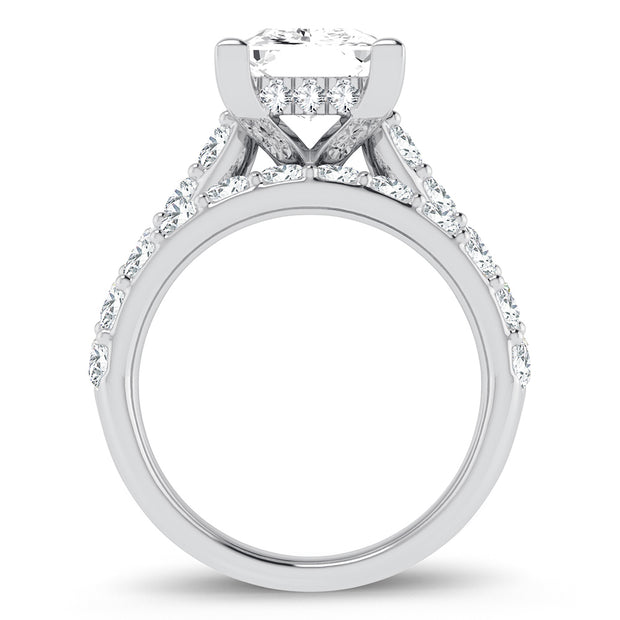 14K White Gold 5.00 CTW Lab-Grown Diamond Princess Bridal Ring