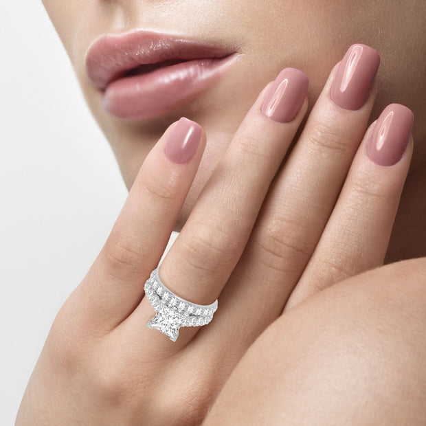 14K White Gold 5.00 CTW Lab-Grown Diamond Princess Bridal Ring