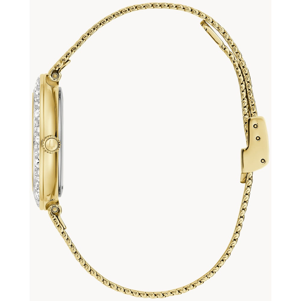 Bulova Crystal Champagne Dial Gold Accent Watch