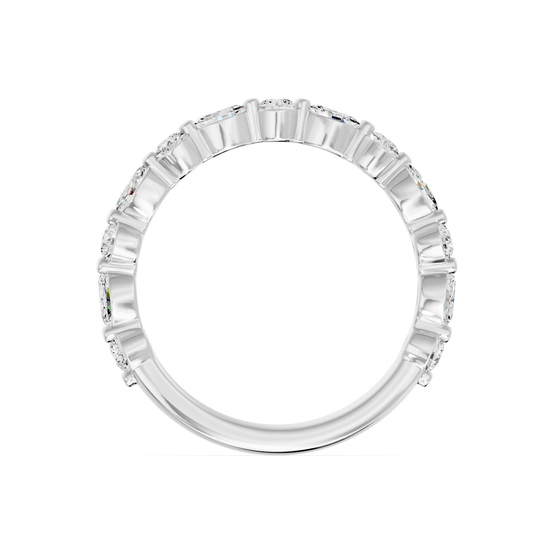 14k White Gold 0.72 ctw Lab-Grown Diamond Marquise Round Band