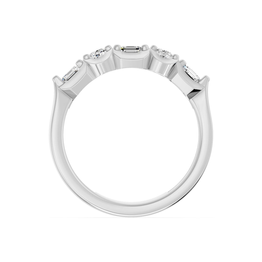 10k White Gold 0.37 ctw Lab-Grown Diamond Emerald Round Band