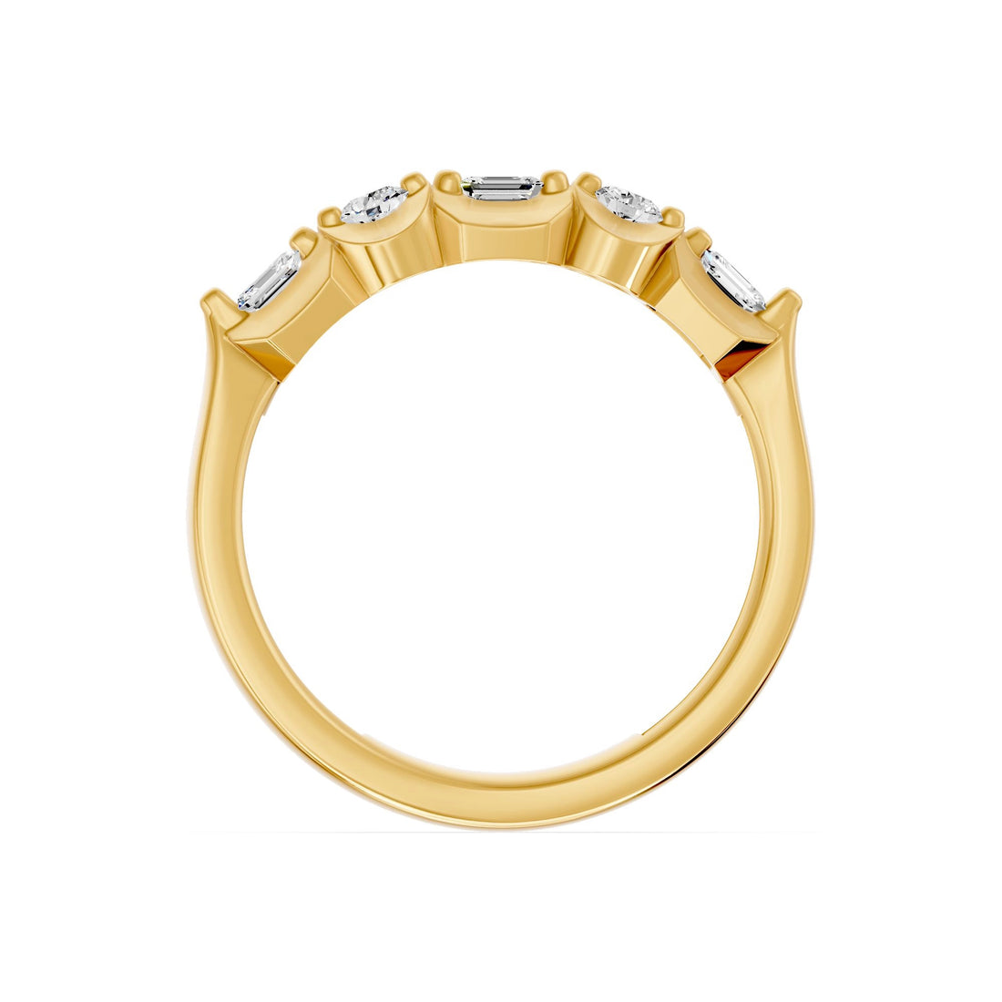 10k Yellow Gold 0.37 ctw Lab-Grown Diamond Emerald Round Band