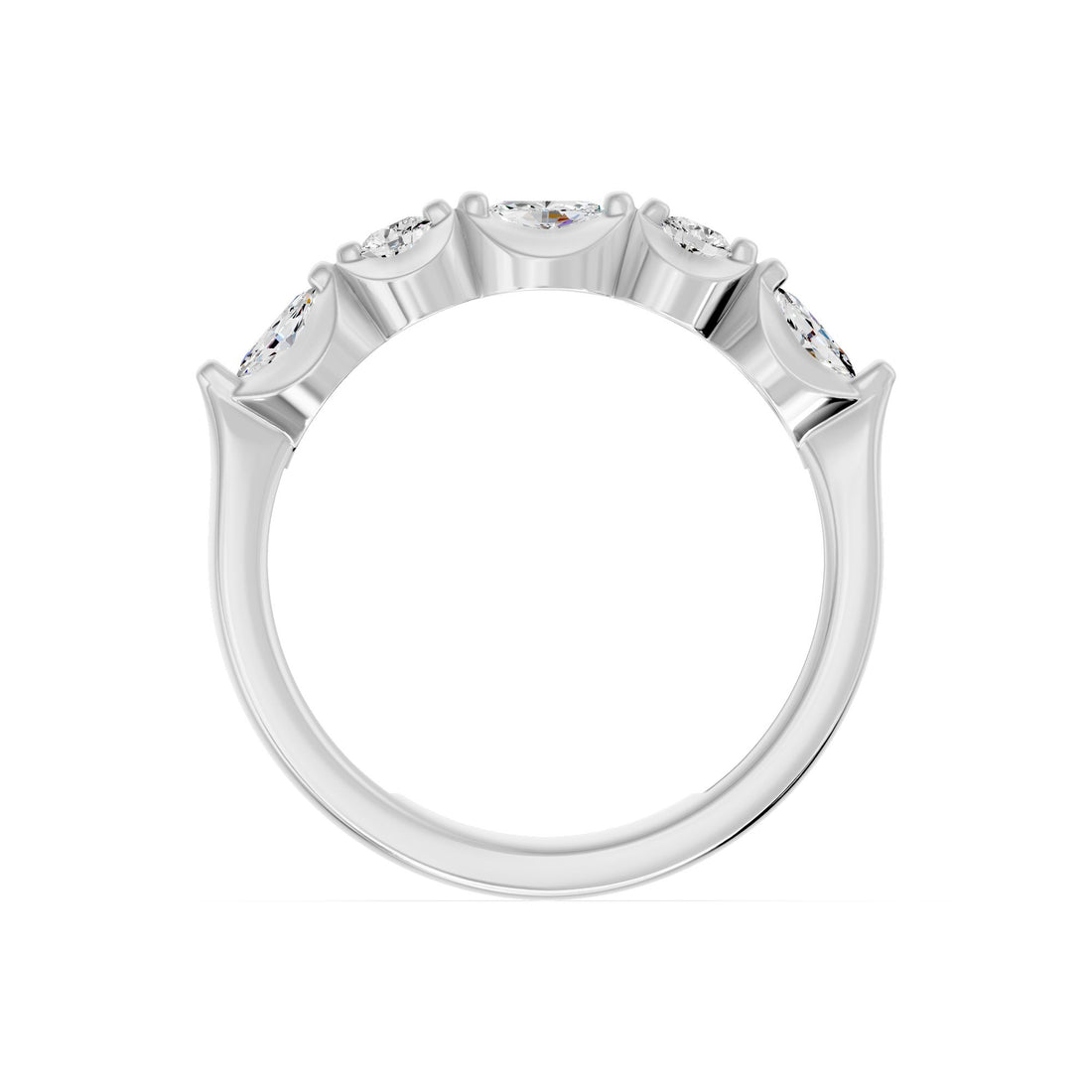 10k White Gold 0.35 ctw Lab-Grown Diamond Marquise Round Band