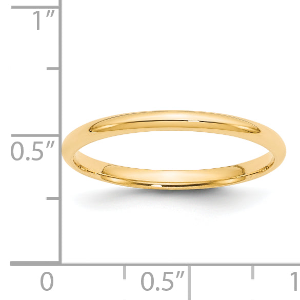 14K Yellow Gold 2mm Ltw Comfort Fit Band Size 5