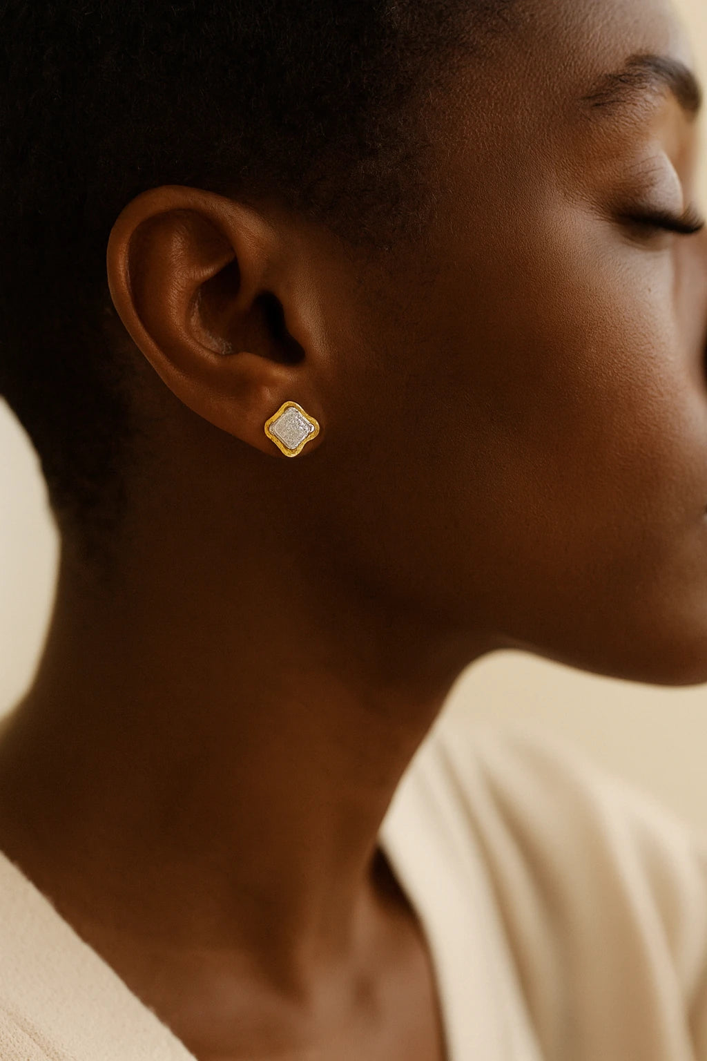 10K Two Tone 0.05 ctw Fashion Stud Earrings