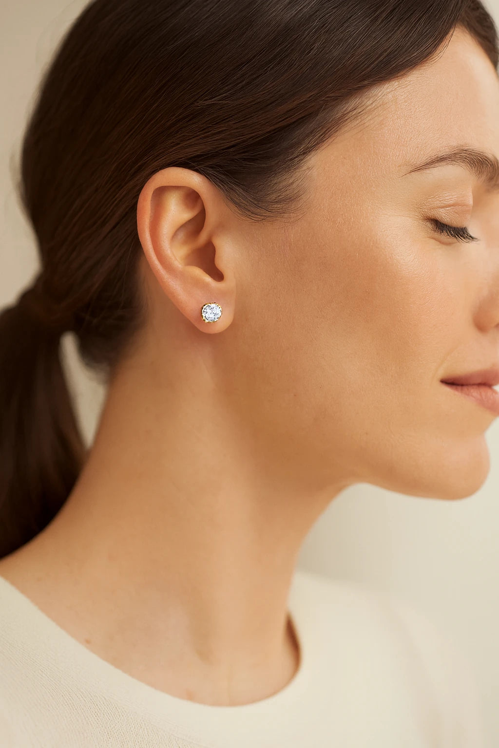 14K  Yellow Gold 0.50 ctw Stud Solitaire Earrings