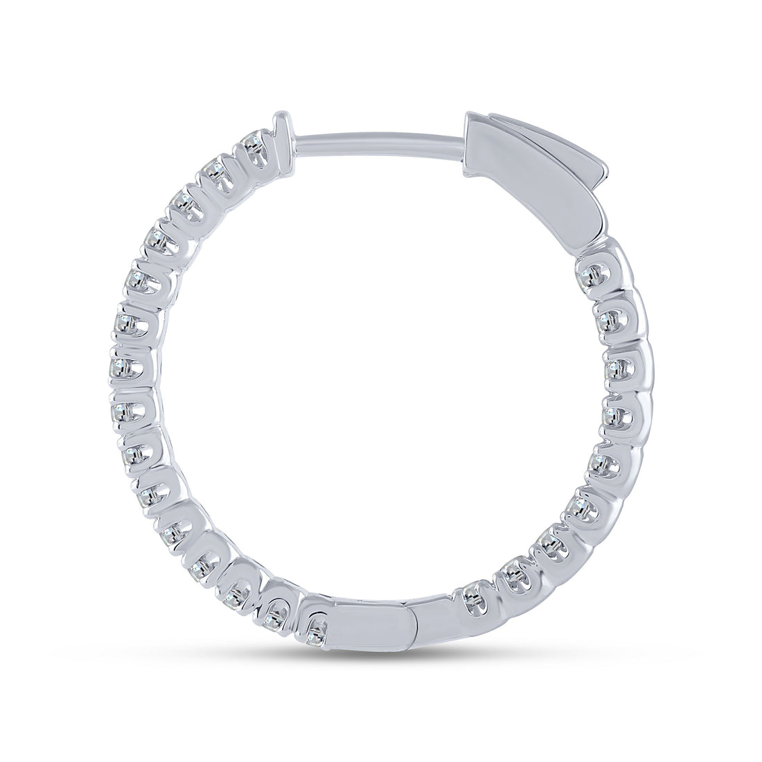 14K White Gold 1.00 ctw Diamond Hoop Earrings