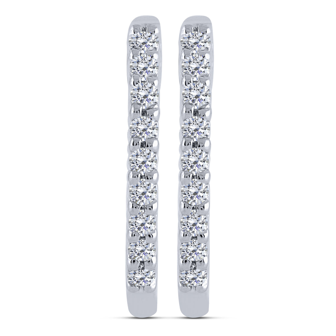 10K White Gold 0.13 ctw Diamond Hoop Earrings