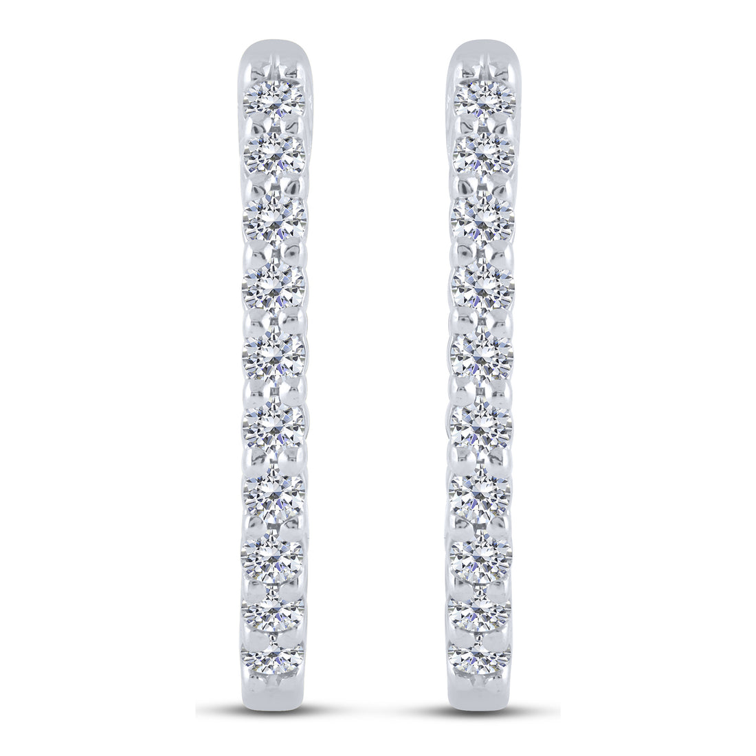 10K White Gold 0.25 ctw Diamond Hoop Earrings
