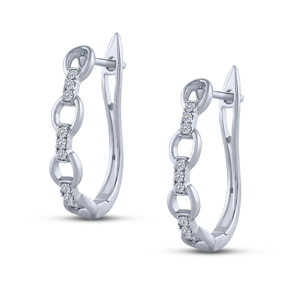 10K White Gold 0.20 Ctw Diamond Hoops