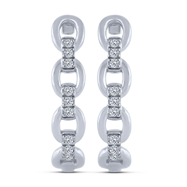 10K White Gold 0.20 Ctw Diamond Hoops