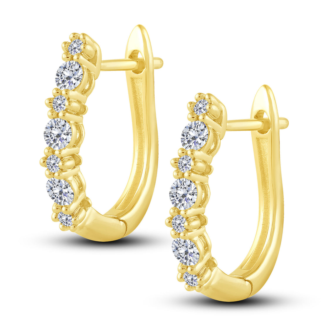 14K Yellow Gold 0.50 ctw Diamond Hoop Earrings