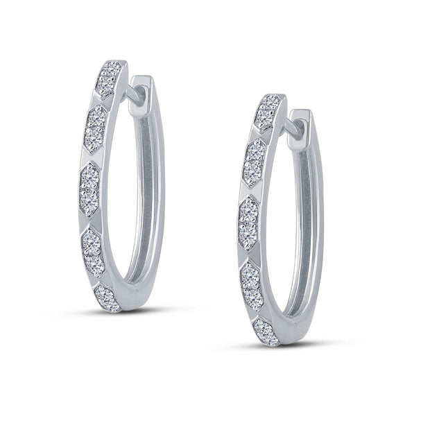 10K White Gold 0.25 Ctw Diamond Hoops
