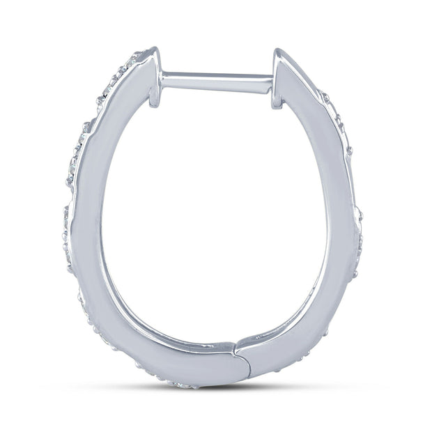 10K White Gold 0.25 Ctw Diamond Hoops