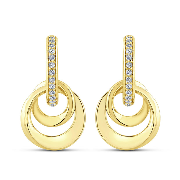 10K Yellow Gold 0.33 Ctw Diamond Dangle Earrings