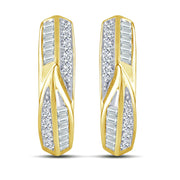 10K Yellow Gold 0.33 Ctw Diamond Baguette Hoops