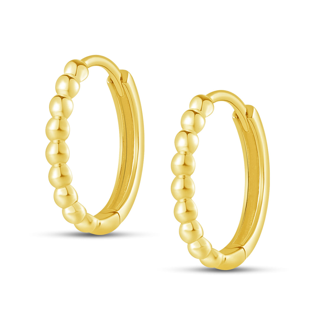 10K Yellow Gold Ball Hoop Earrings