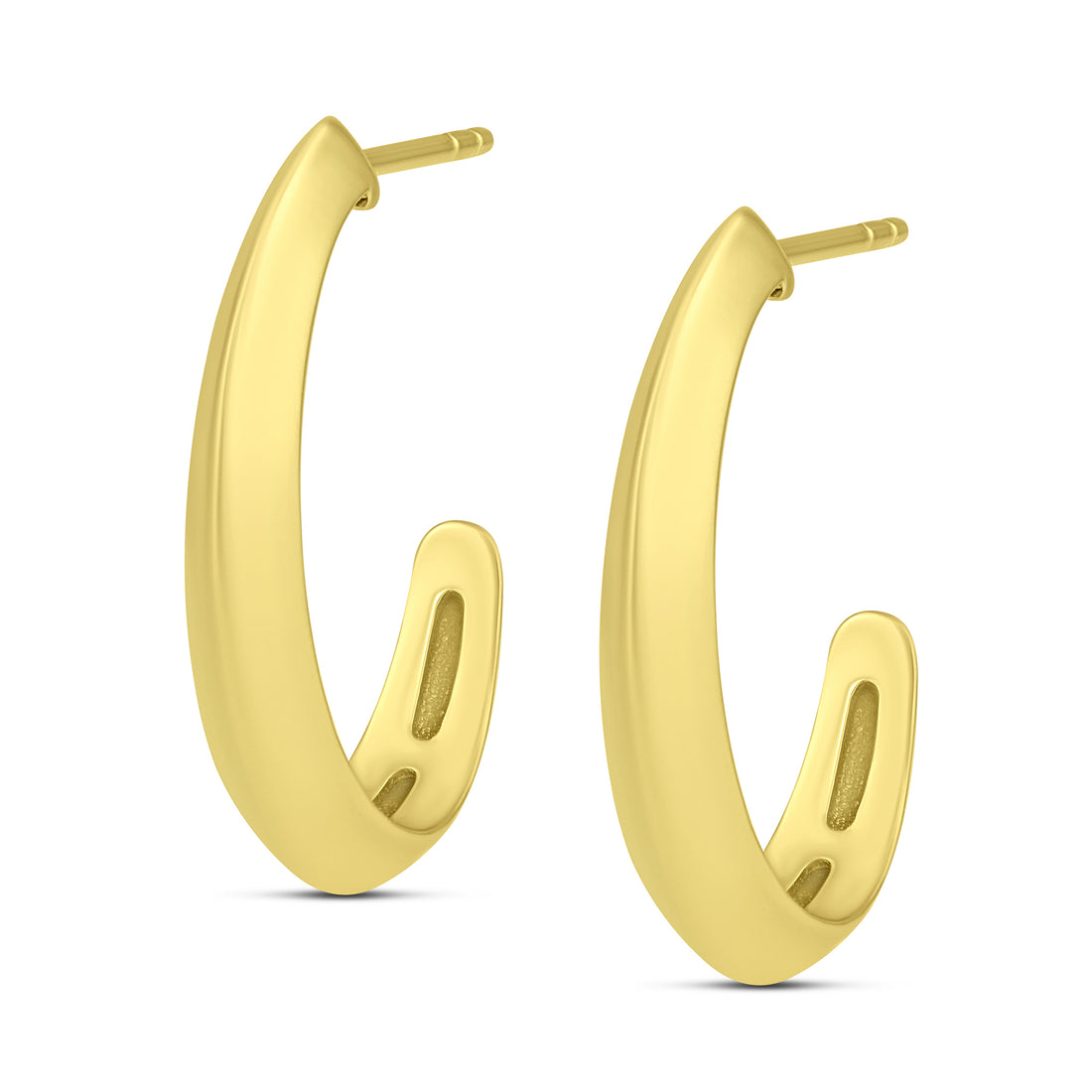 10K Yellow Gold Plain J Hoop Earrings