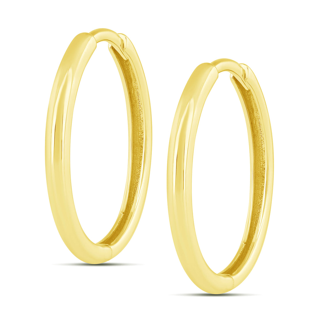 10K Yellow Gold Plain Hoop Earrings