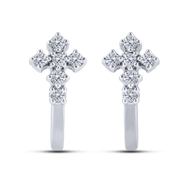10K White Gold 0.25 Ctw Diamond Cross Earrings