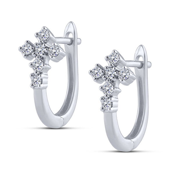 10K White Gold 0.25 Ctw Diamond Cross Earrings