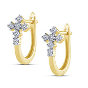 10K Yellow Gold 0.25 Ctw Diamond Cross Earrings