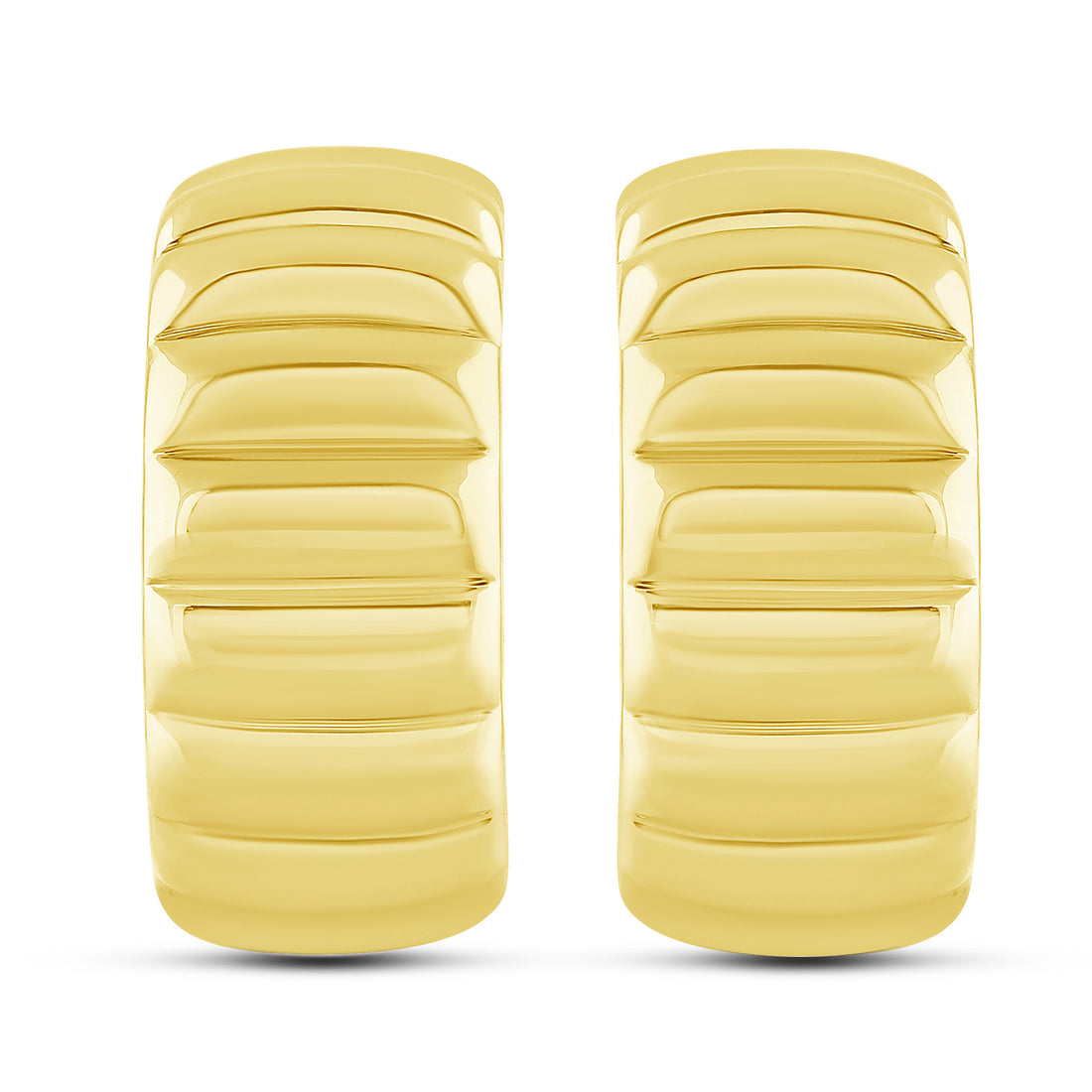 10K Yellow Gold Textured Hoop Earrings