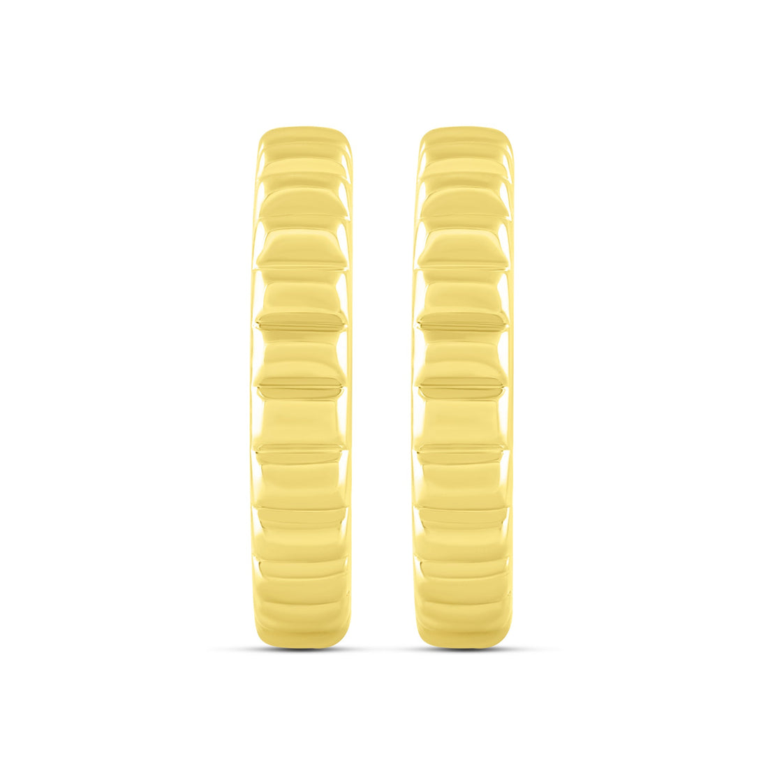 10K Yellow Gold Textured Hoop Earrings