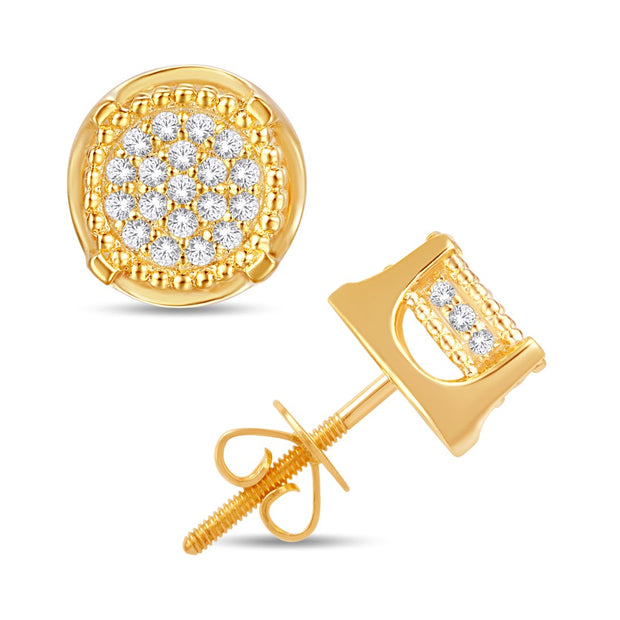 10K Yellow Gold 0.18 Ctw Diamonds Round Earrings