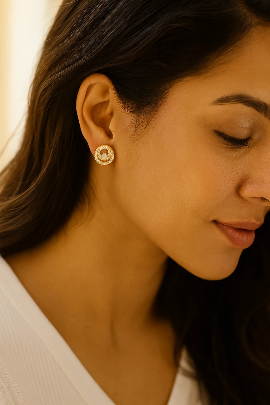 10K Yellow Gold 0.20 ctw Circle Diamond Earrings