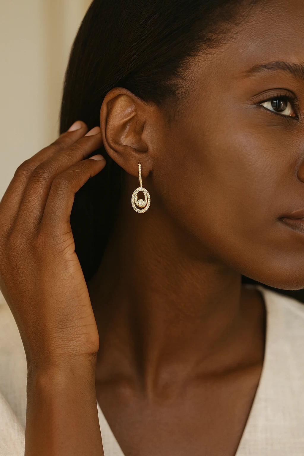 10K Yellow Gold 0.75 ctw Oval Diamond Earrings