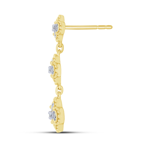 10K Yellow Gold 0.50 Ctw Lab-Grown Diamond Clover Earrings