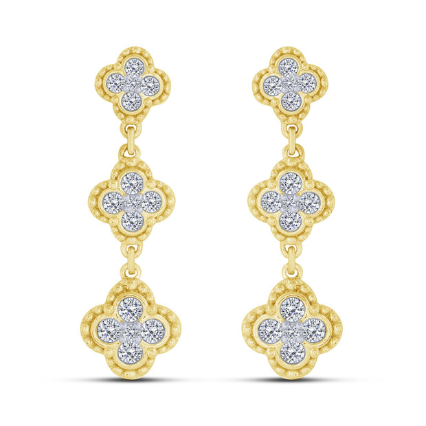 10K Yellow Gold 0.50 Ctw Lab-Grown Diamond Clover Earrings