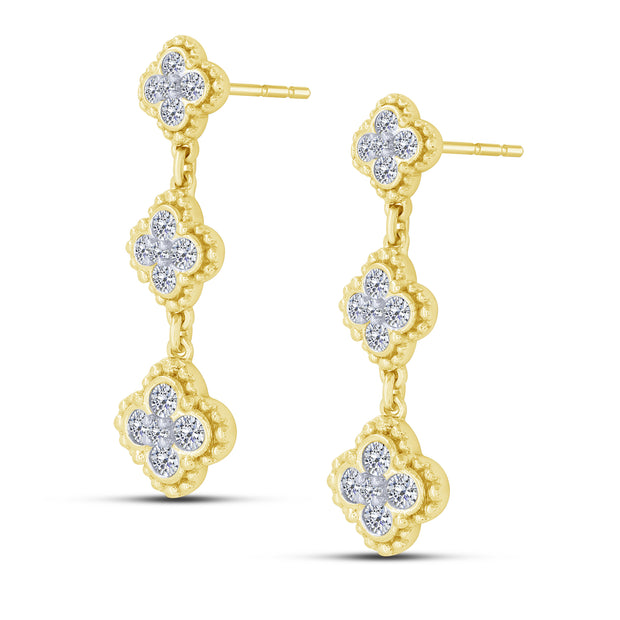 10K Yellow Gold 0.50 Ctw Lab-Grown Diamond Clover Earrings
