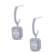 10K White Gold 0.50 Ctw Lab-Grown Diamond Baguette Hoop Earrings