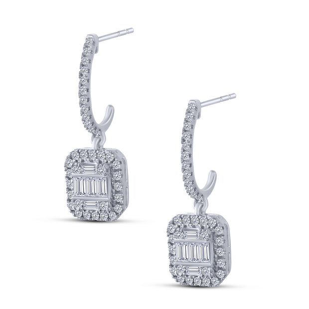 10K White Gold 0.50 Ctw Lab-Grown Diamond Baguette Hoop Earrings