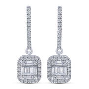 10K White Gold 0.50 Ctw Lab-Grown Diamond Baguette Hoop Earrings