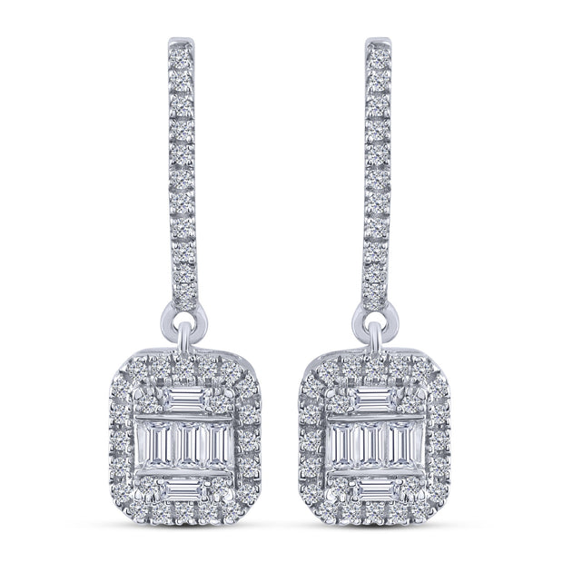10K White Gold 0.50 Ctw Lab-Grown Diamond Baguette Hoop Earrings