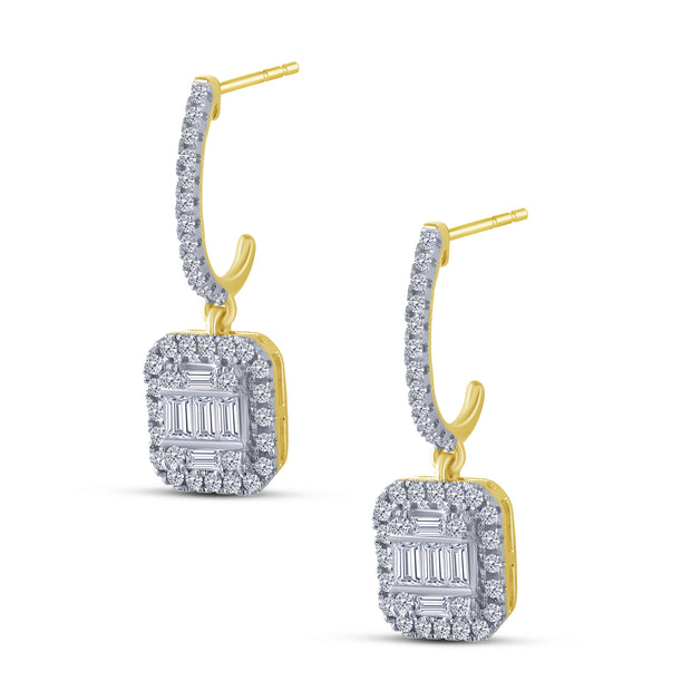 10K Yellow Gold 0.50 Ctw Lab-Grown Diamond Baguette Hoop Earrings