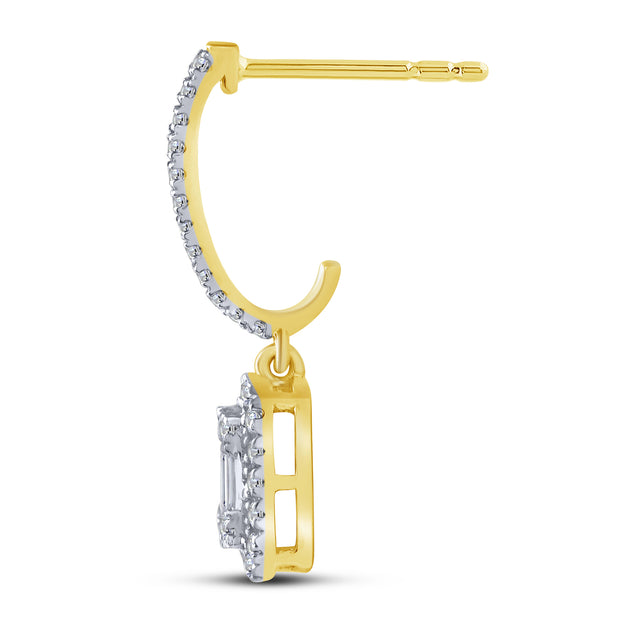 10K Yellow Gold 0.50 Ctw Lab-Grown Diamond Baguette Hoop Earrings