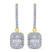10K Yellow Gold 0.50 Ctw Lab-Grown Diamond Baguette Hoop Earrings