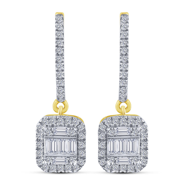 10K Yellow Gold 0.50 Ctw Lab-Grown Diamond Baguette Hoop Earrings