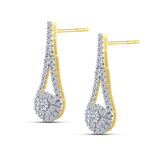 10K Yellow Gold 0.50 Ctw Lab-Grown Diamond Drop Earrings