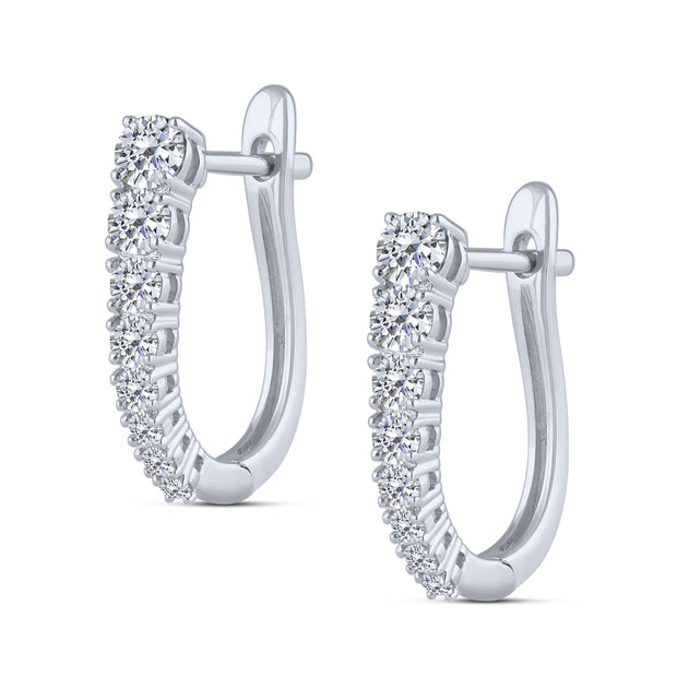 10K White Gold 0.75 Ctw Lab-Grown Diamond Hoop Earrings