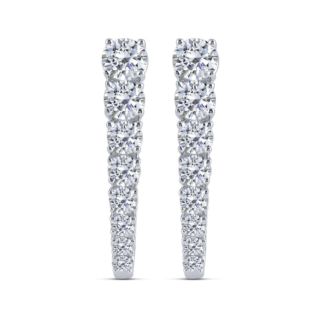 10K White Gold 0.75 Ctw Lab-Grown Diamond Hoop Earrings