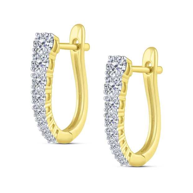 10K Yellow Gold 0.75 Ctw Lab-Grown Diamond Hoop Earrings