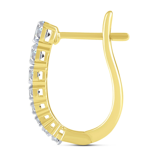 10K Yellow Gold 0.75 Ctw Lab-Grown Diamond Hoop Earrings