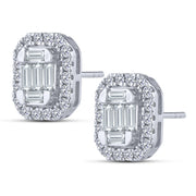 10K White Gold 0.75 Ctw Lab-Grown Diamond Baguette Stud Earrings