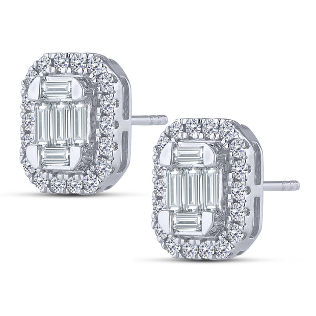 10K White Gold 0.75 Ctw Lab-Grown Diamond Baguette Stud Earrings